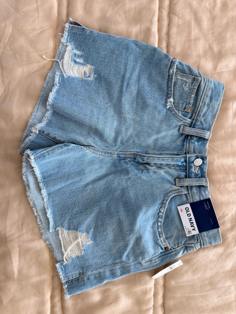 Old Navy Light Blue Distressed High-Rise Denim Shorts